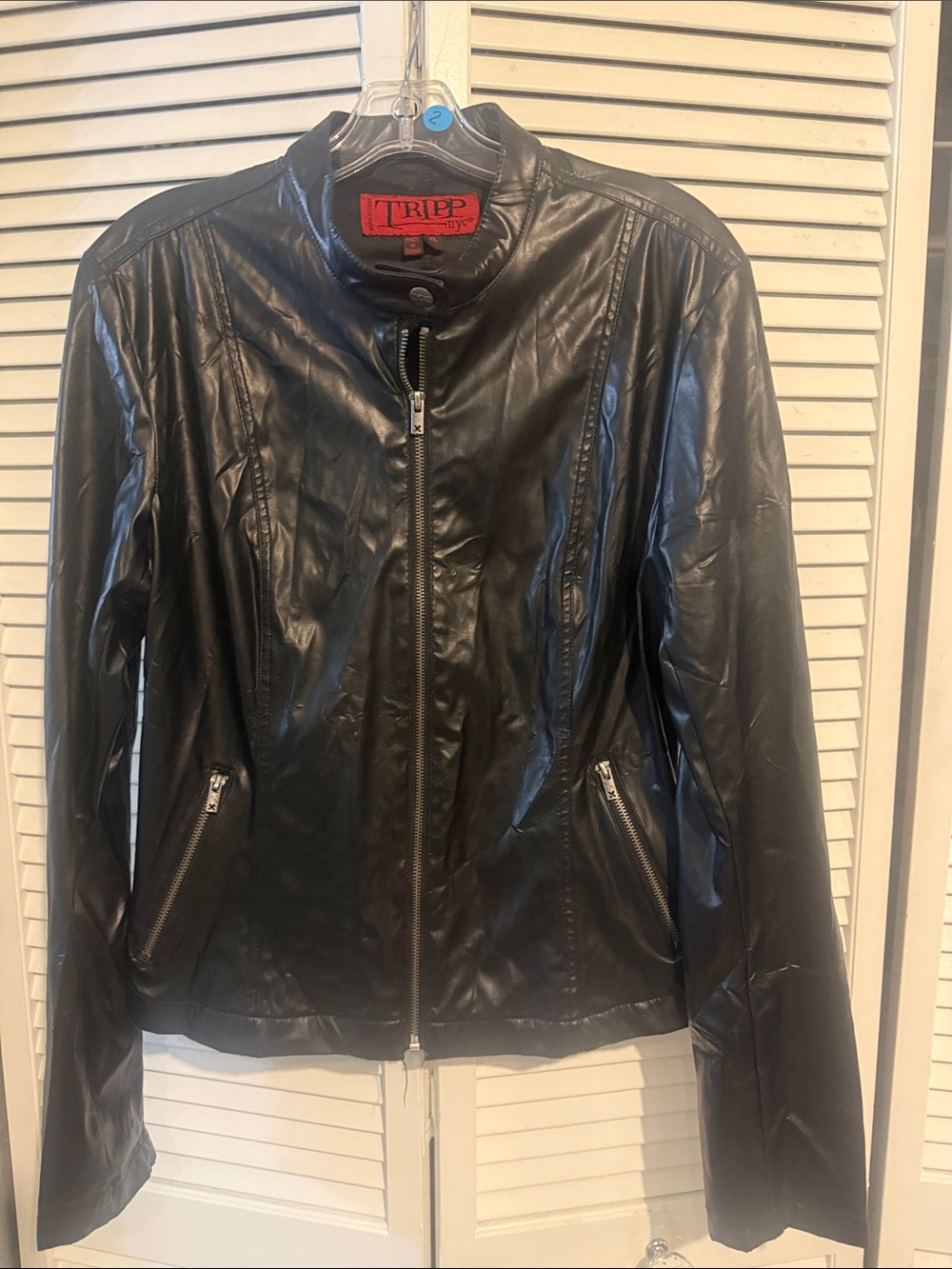 Tripp nyc Black Faux Leather Zip-Up Moto Jacket